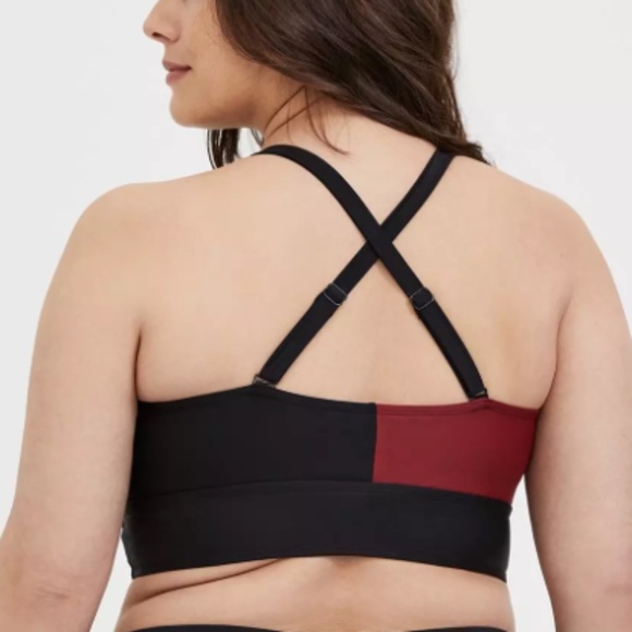 Torrid DC Comics Harley Quinn High Neck Bikini Top Sz 1 Black & Red - Picture 2 of 8